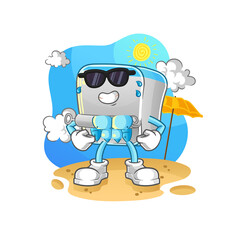 canned fish sunbathing in summer. character vector