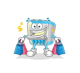canned fish shoping mascot. cartoon vector
