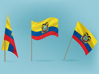 National flag of Ecuador  vector.Waving flag of Ecuador from different angle