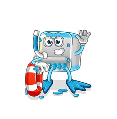 canned fish swimmer with buoy mascot. cartoon vector