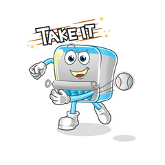 canned fish throwing baseball vector. cartoon character