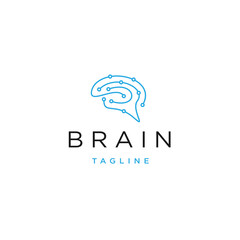 Brain line logo icon design template flat vector - obrazy, fototapety, plakaty