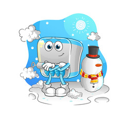 canned fish in cold winter character. cartoon mascot vector