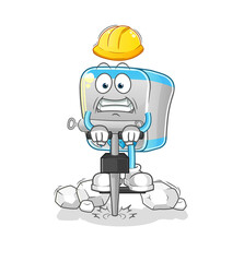 Naklejka premium canned fish drill the ground cartoon character vector