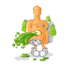 wooden brush throw up cartoon. cartoon mascot vector