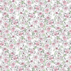 Apple blossom seamless pattern on a light background