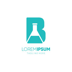 Letter B Bottle Lab Science Logo Design Vector Icon Graphic Emblem Illustration 