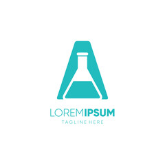 Letter A Bottle Lab Science Logo Design Vector Icon Graphic Emblem Illustration 