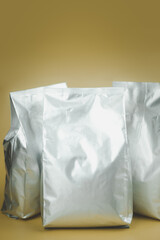 White blank glossy foil coffee bag packaging
