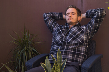 Young man on the terrace