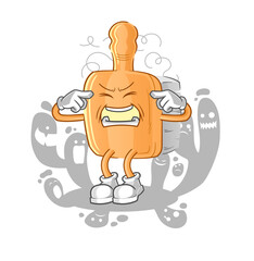 depressed wooden brush character. cartoon vector