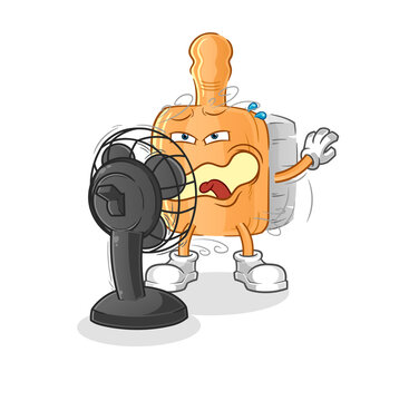 recommend clip art: wooden brush with the fan character. cartoon mascot vector