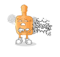 wooden brush very pissed off illustration. character vector