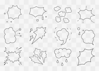 Set of empty Bubble speech isolated on transparent background