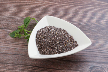 Dietary chia seeds in the bowl