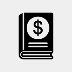 Finance book icon in solid style, use for website mobile app presentation