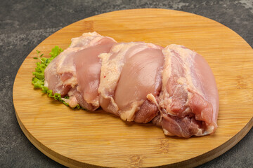 Raw chicken boneless and skinless leg