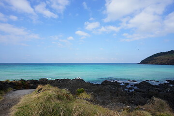 beautiful seaside view with island