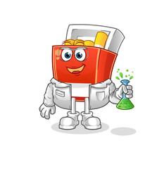 pack of cigarette scientist character. cartoon mascot vector