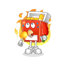 pack of cigarette eat hot chilie mascot. cartoon vector