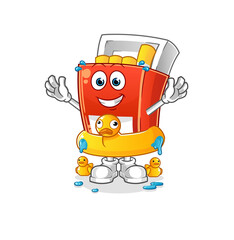 pack of cigarette with duck buoy cartoon. cartoon mascot vector