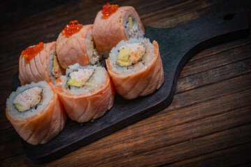 Sushi- delicious menu Fastfood- restaurant concept