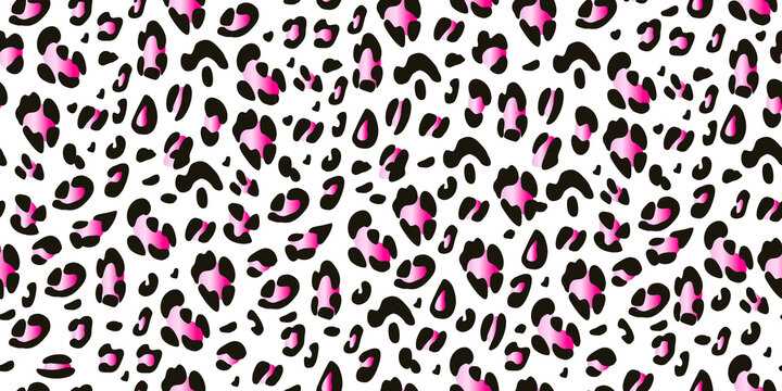 Leopard pink seamless pattern hand drawn . Animalistic abstract background. Vector