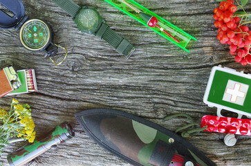 A set of items for survival in nature and in case of danger.