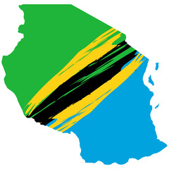 Tanzania outline flag colours country - obrazy, fototapety, plakaty