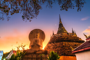 Buddha statue and Phra Chedi Luang in Temple (Thai language:Wat Ratchaburana) is a Buddhist temple...