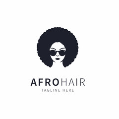 Beauty woman logo illustration with afro hair