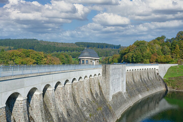 dam between Listertalsperre Reservoir and Biggesee Reservoir,Sauerland,Germany