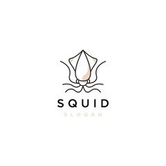Squid line art logo icon design template
