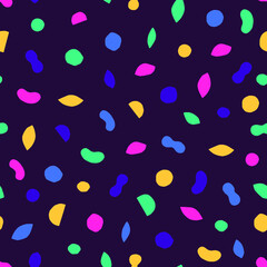 Seamless texture with different modern shapes. Creative pattern with paper cut geometrical figures. Multicolored background