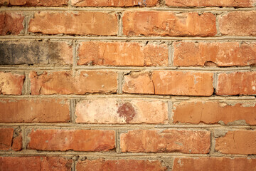 old weathered red brick wall background backdrop