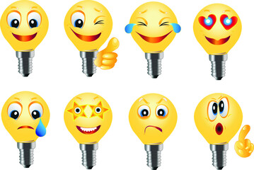 A set of smiley light bulbs