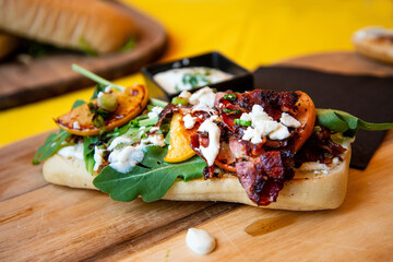 Sandwich with bacon - chicken, cheese and lettuce