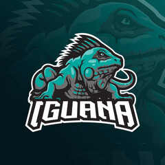 Iguana mascot logo design with modern illustration concept style for badge, emblem and t shirt printing. Iguana illustration.