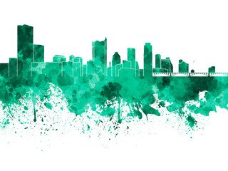 Austin skyline in watercolor on white background