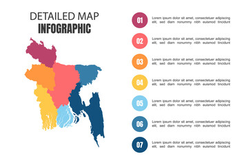 Fototapeta na wymiar Modern Detailed Map Infographic of Bangladesh