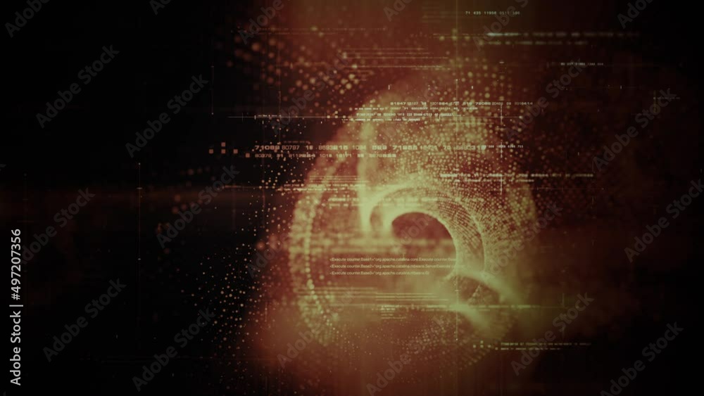 Leinwandbilder Futuristic abstract de-focus flowing data matrix, telemetry and encrypt numbers display with particles simulation in cyber space environment for head up display loop background