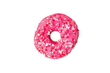 donut pink sweet food dessert fresh meal food snack on the table copy space food background top view