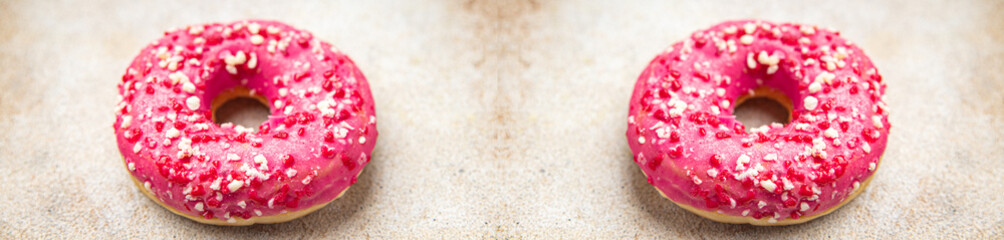 donut pink sweet food dessert fresh meal food snack on the table copy space food background top view