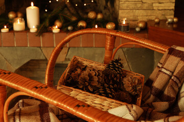 Composition with rocking chair in cozy winter evening