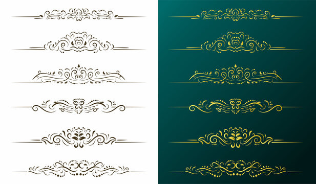 Calligraphic design elements, page dividers with thai ornament, vintage divider ornament page, classic floral border set, ornate vector illustration.