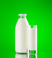 Milk bottle and glass
