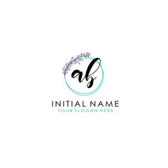 AB Initial letter handwriting and signature logo. Beauty vector initial logo .Fashion  boutique  floral and botanical