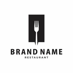 Fototapeta na wymiar Fork restaurant logo vector image