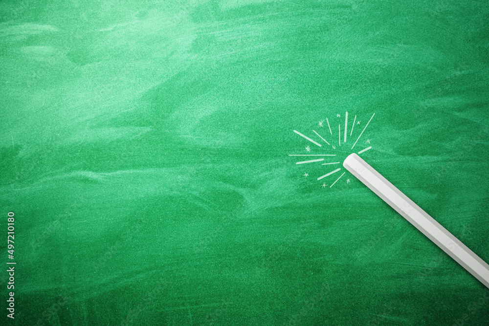 Poster white chalk drawing magic on chalkboard background. creativity and art concept. 3d rendering.