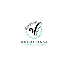 AF Initial letter handwriting and signature logo. Beauty vector initial logo .Fashion  boutique  floral and botanical